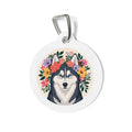 Siberian Husky Wildflower Crown Personalized Dog ID Tag
