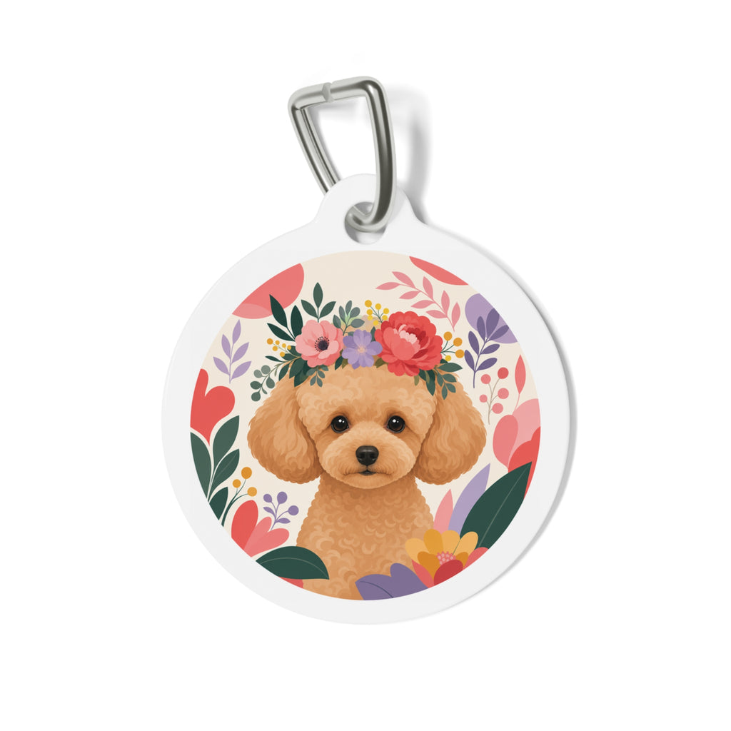 Placa de Identificación Personalizada para Perros Caniche Toy Jardín Corona Albaricoque