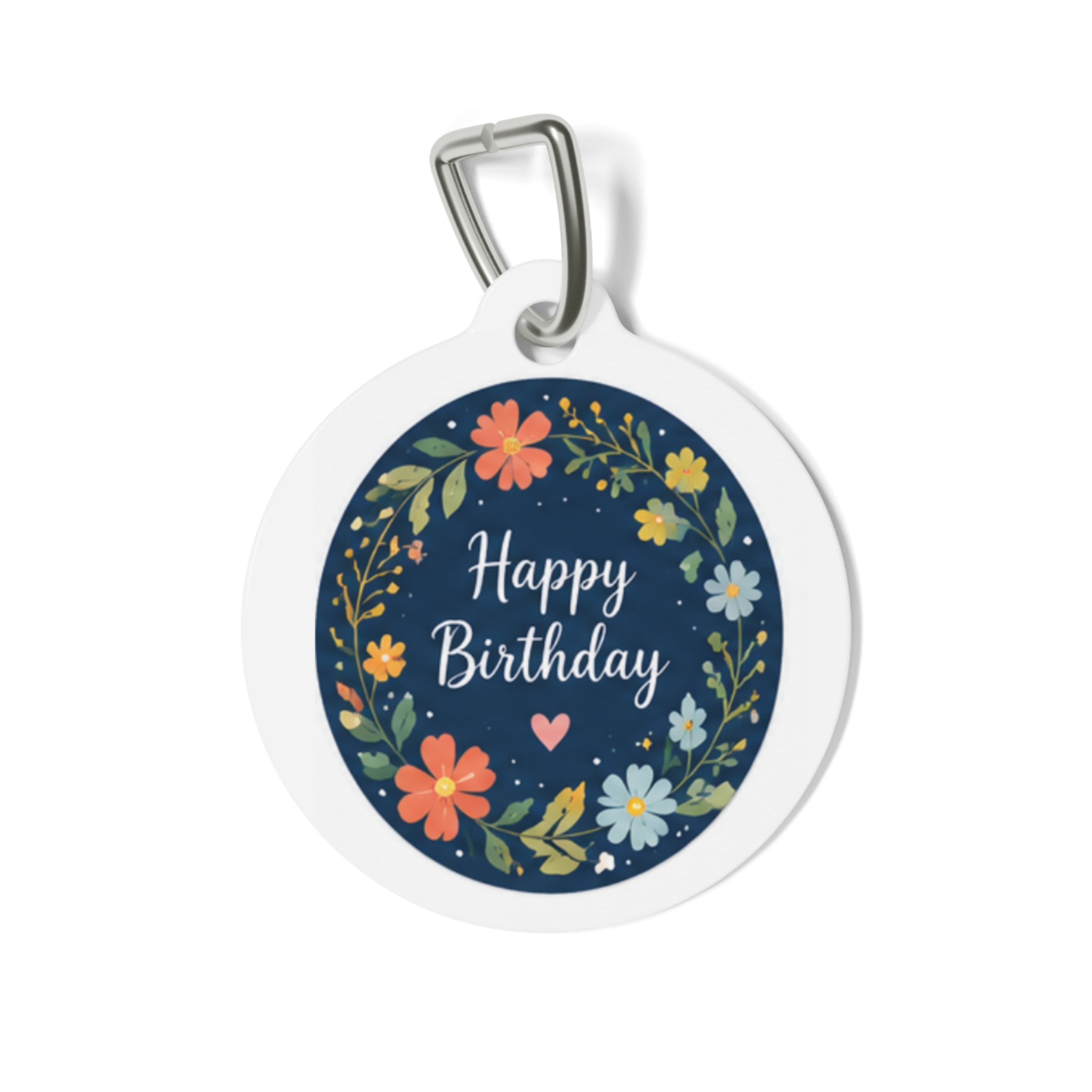 Midnight Floral Garden Birthday Personalized Dog ID Tag