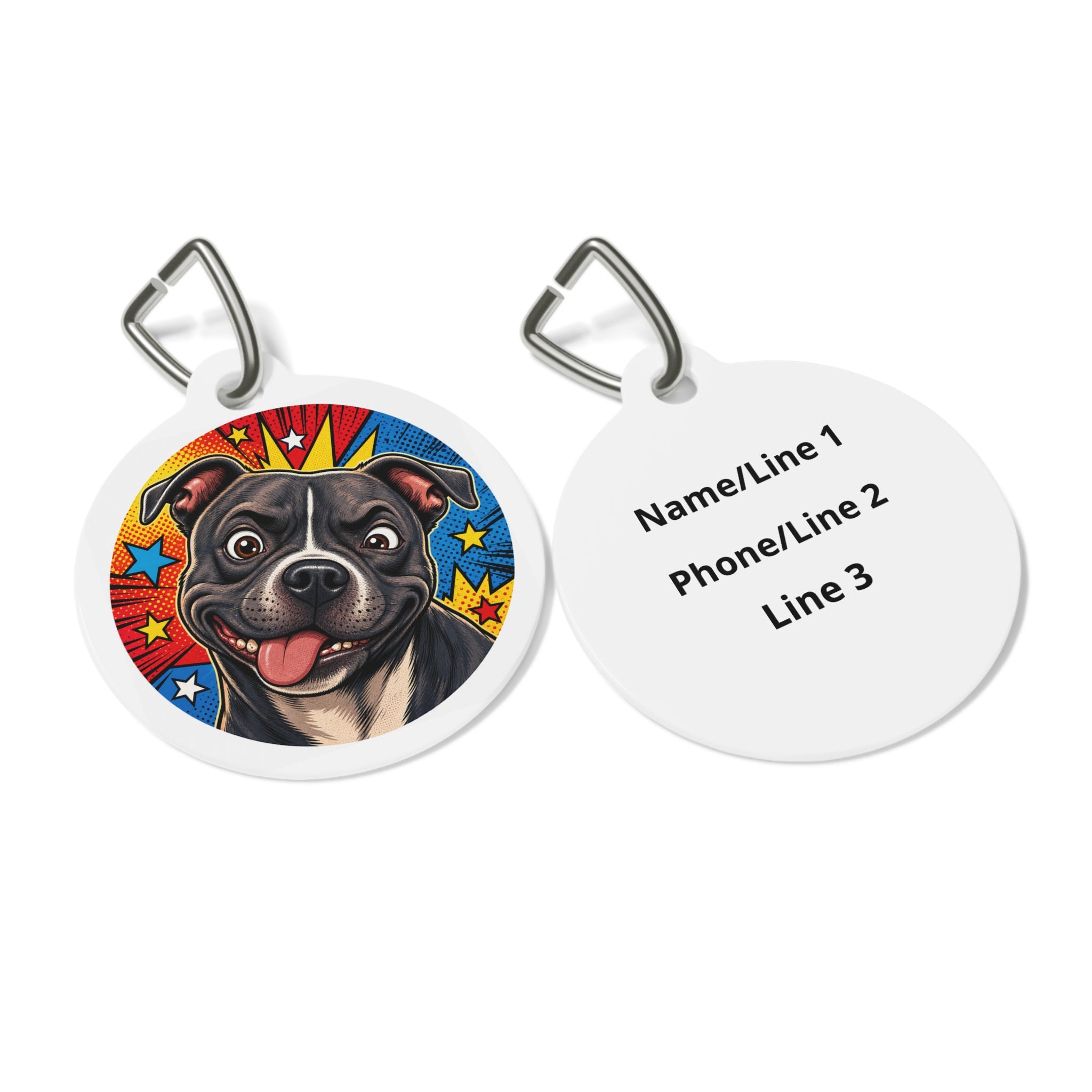 Staffordshire Bull Terrier Pop Art Personalized Dog ID Tag