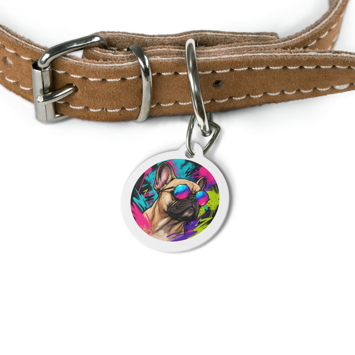 French Bulldog Retro Art personalized dog ID tag product detail