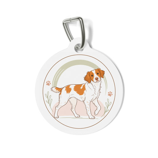 Brittany Clean Line Art Personalized Dog ID Tag