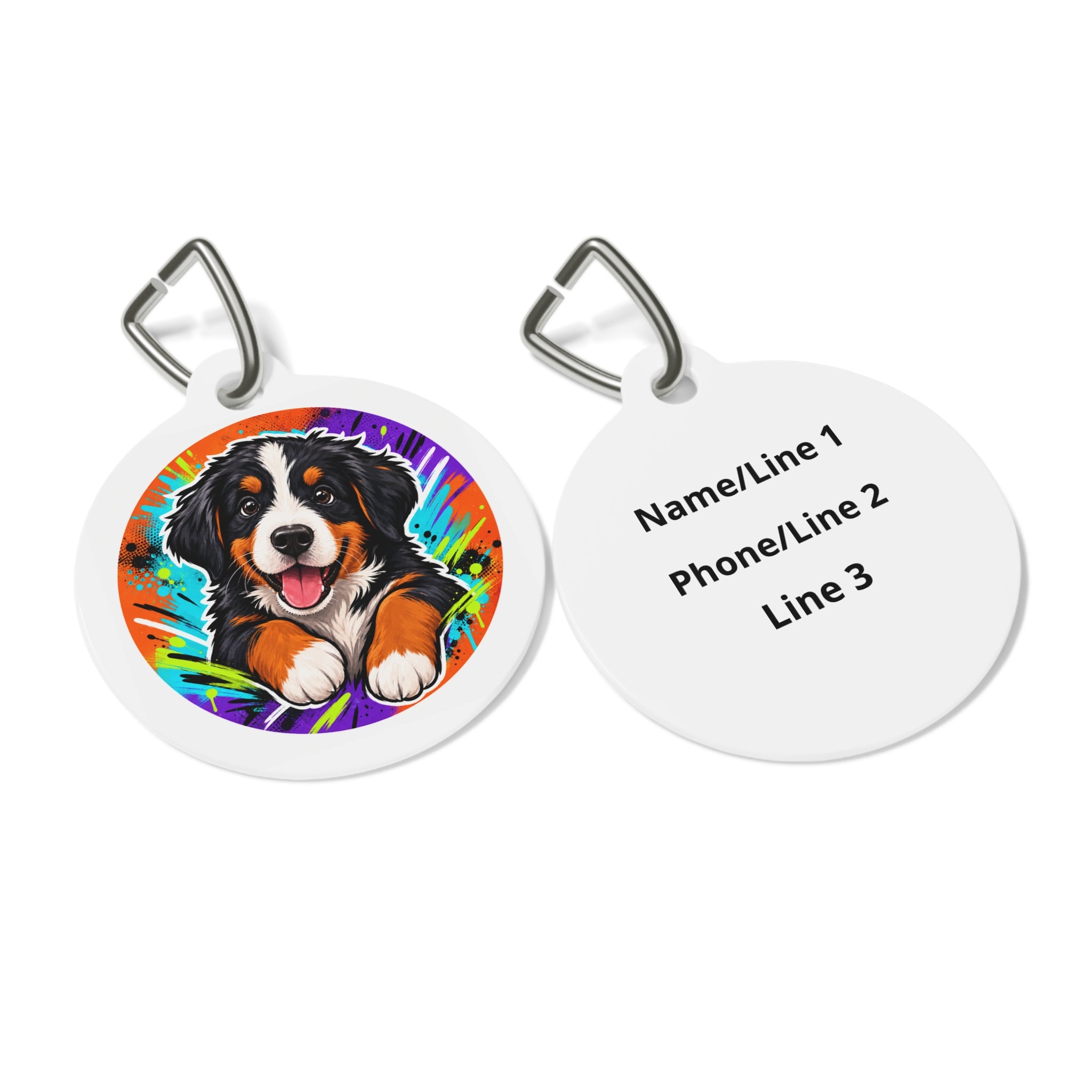 Bernese Mountain Dog Lighthearted Pastel Art Personalized Dog ID Tag