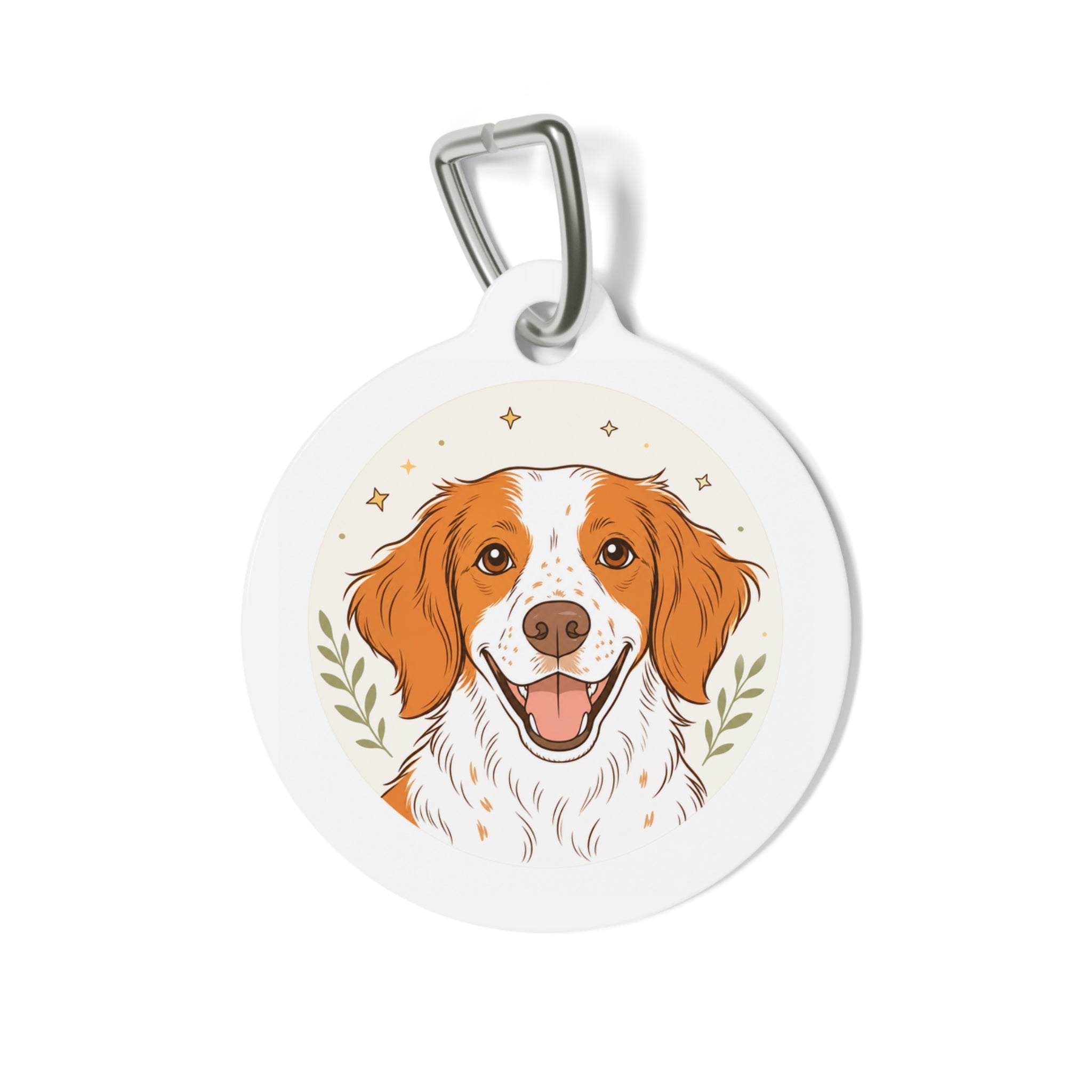 Brittany Minimal Botanical Personalized Dog ID Tag