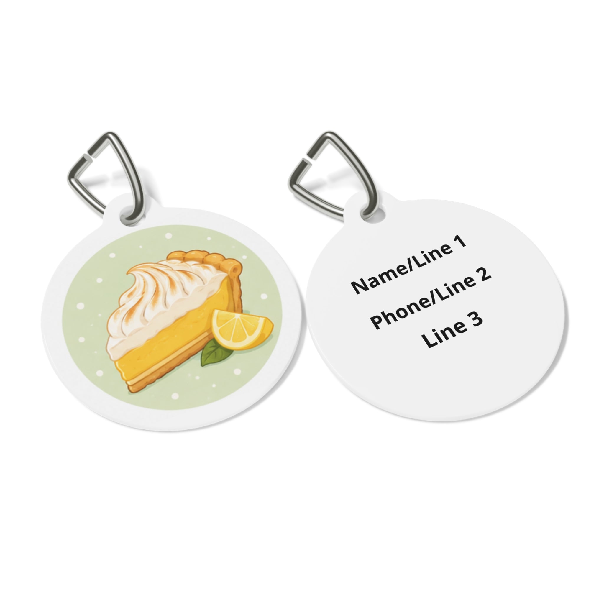 Lemon Meringue Pie Whimsical Foodie Art Personalized Dog ID Tag