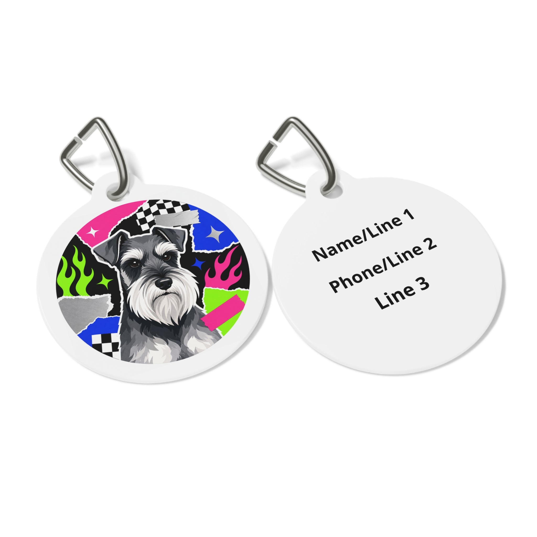 Miniature Schnauzer Pop Art Personalized Dog ID Tag