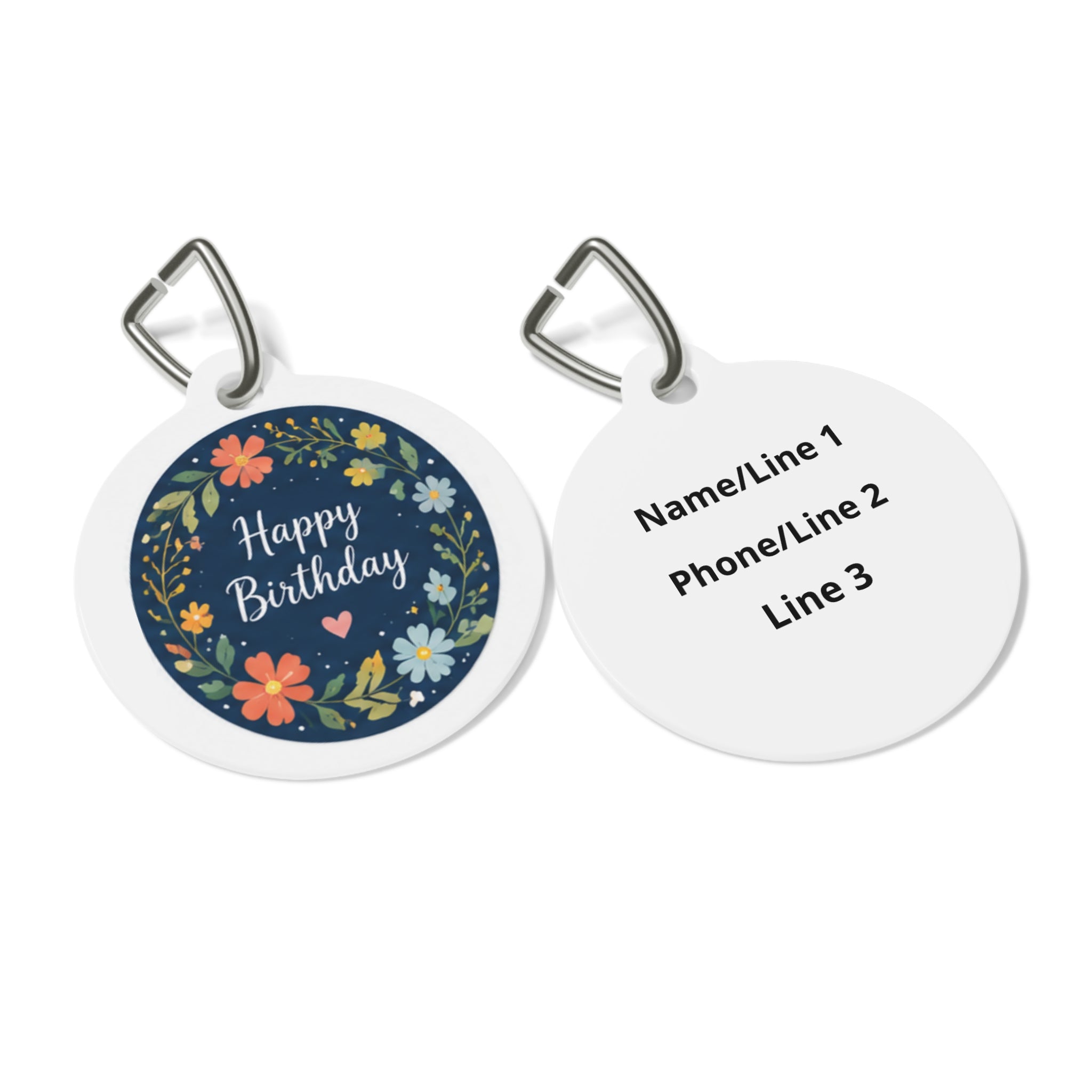 Midnight Floral Garden Birthday Personalized Dog ID Tag