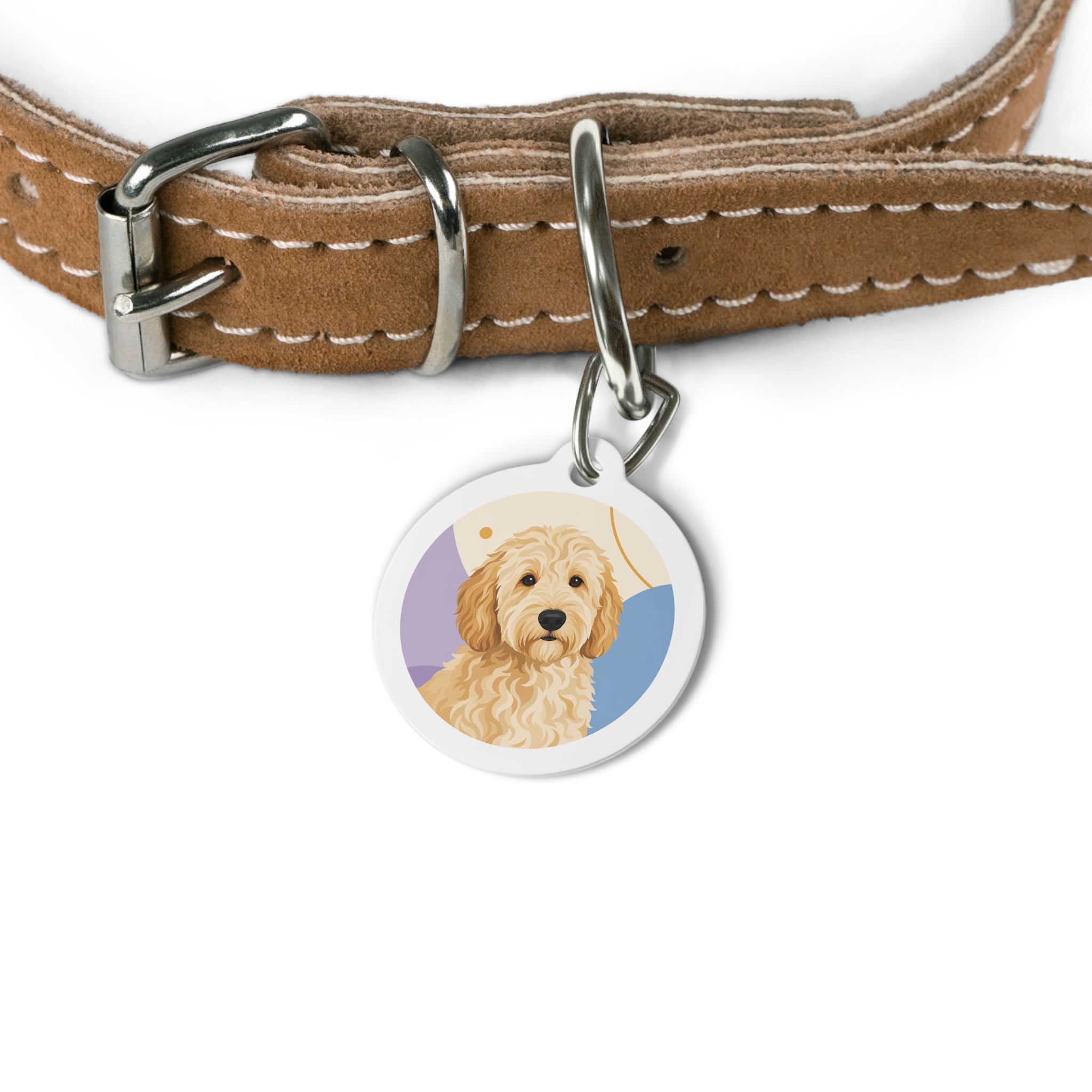 Goldendoodle Warm Storybook Portrait Personalized Dog ID Tag
