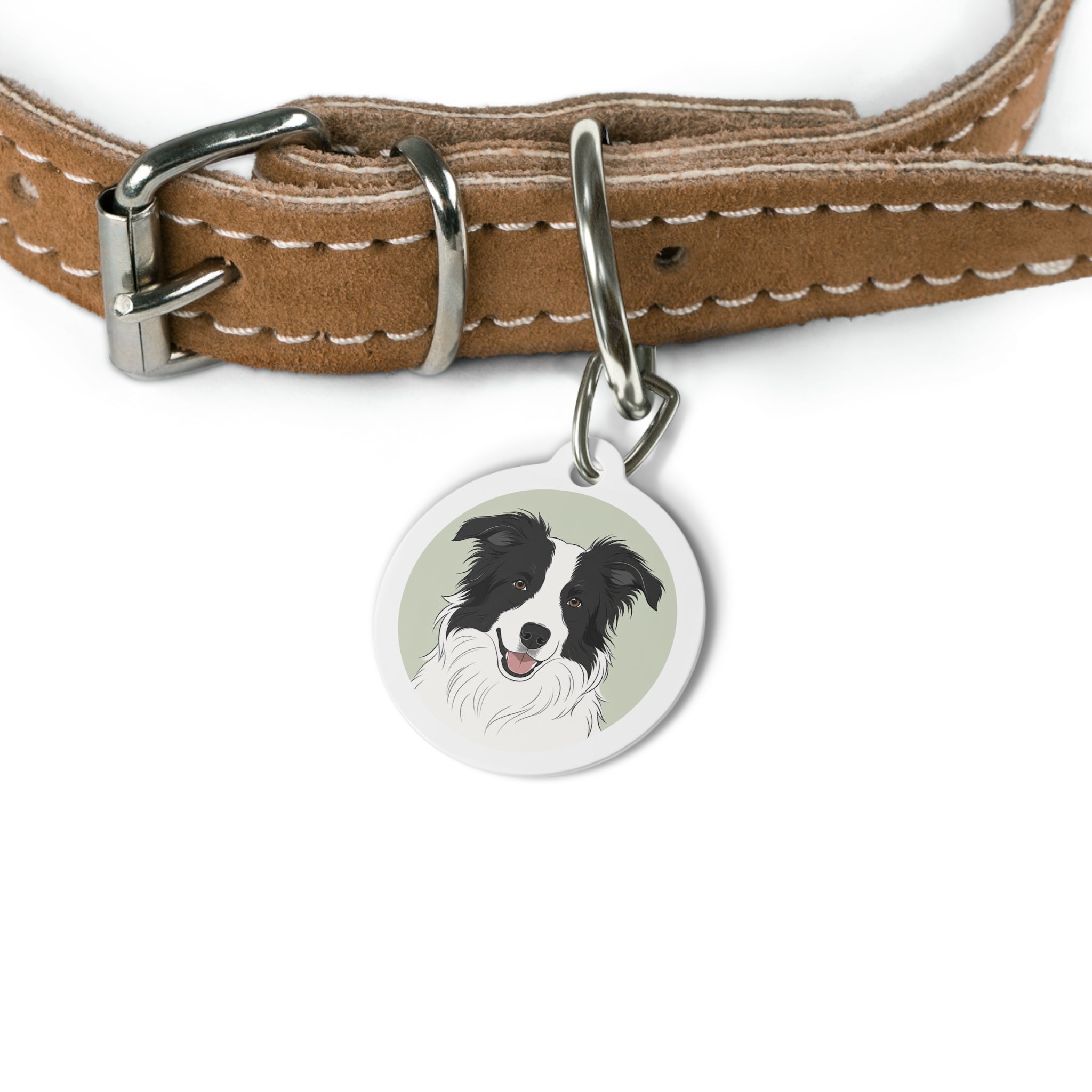 Border Collie Sage Classic Portrait Personalized Dog ID Tag