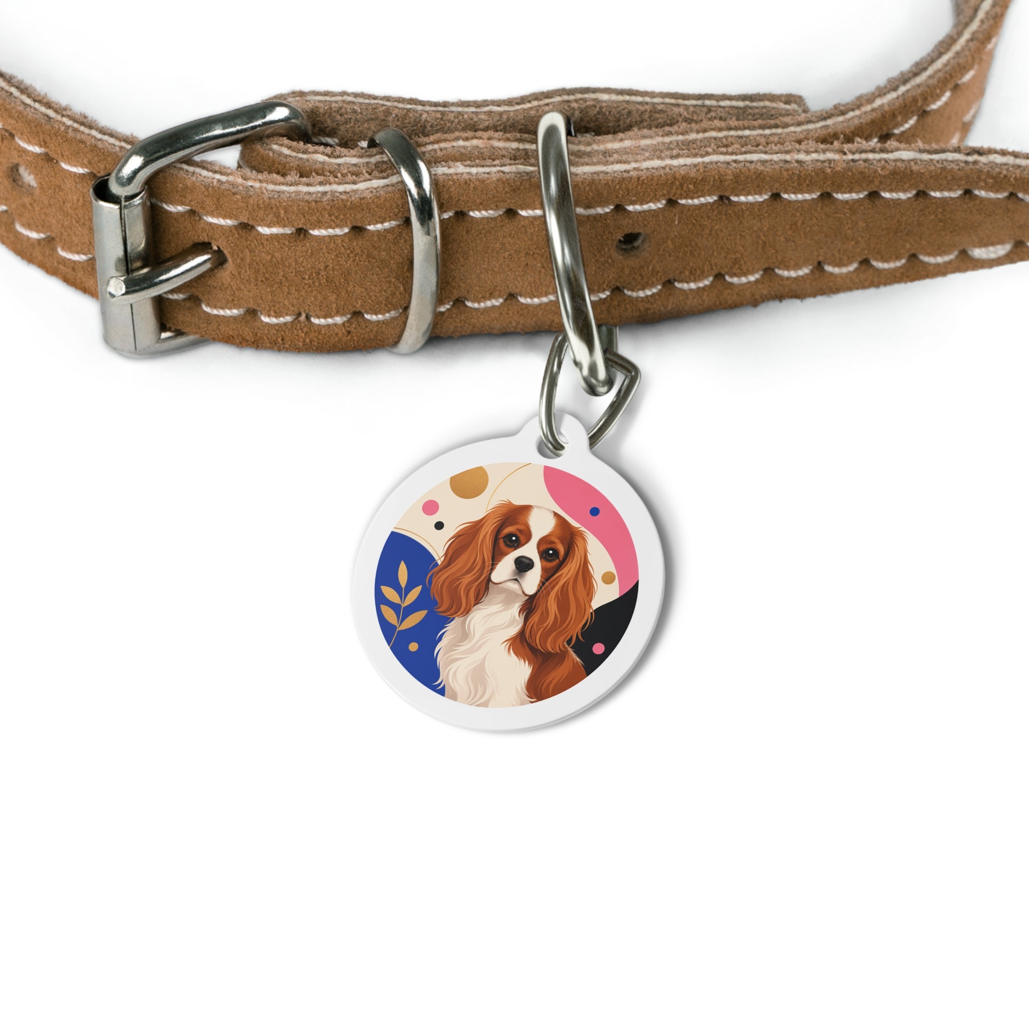 Cavalier King Charles Spaniel Playful Portrait Personalized Dog ID Tag