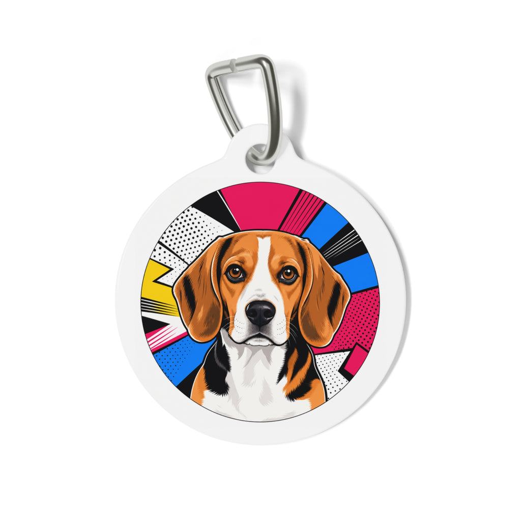 Beagle Comic Pop Portrait Personalized Dog ID Tag