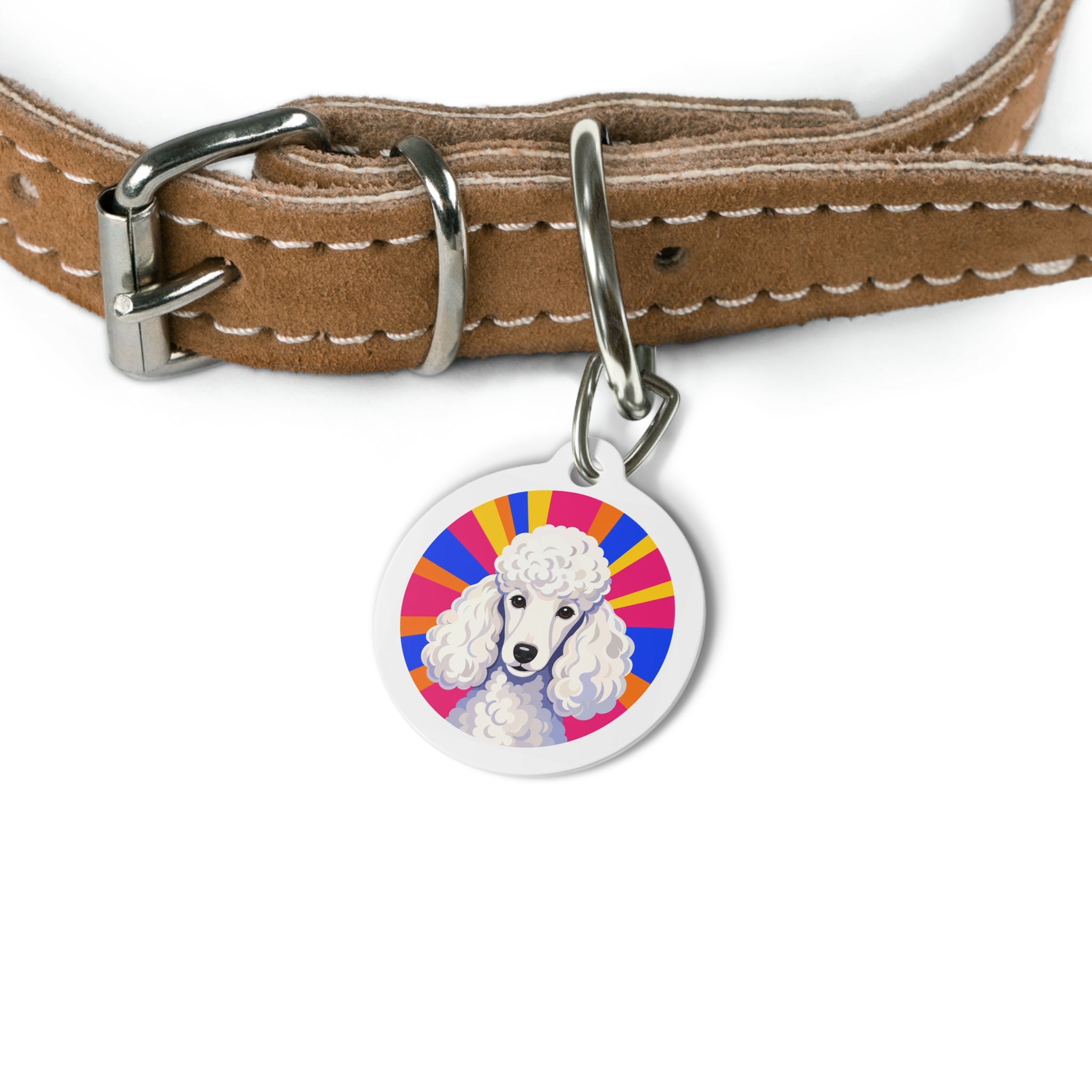 Placa de identificación personalizada para perro Poodle Sunburst