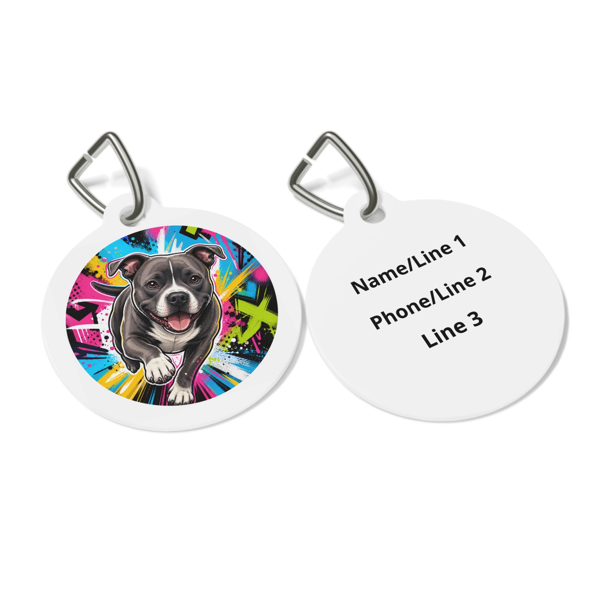 Staffordshire Bull Terrier Urban Graffiti Personalized Dog ID Tag