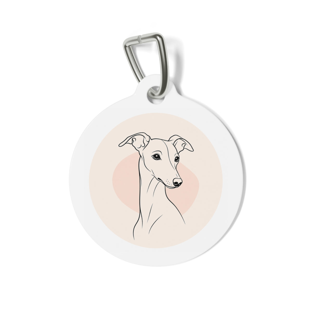 Whippet Clean Line Portrait Personalized Dog ID Tag