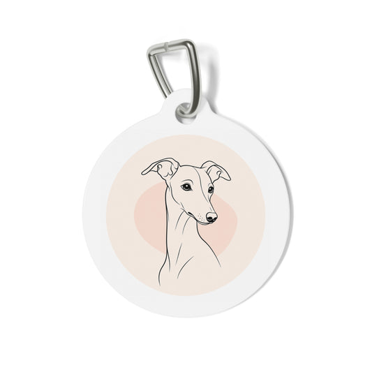 Whippet Clean Line Portrait Personalized Dog ID Tag