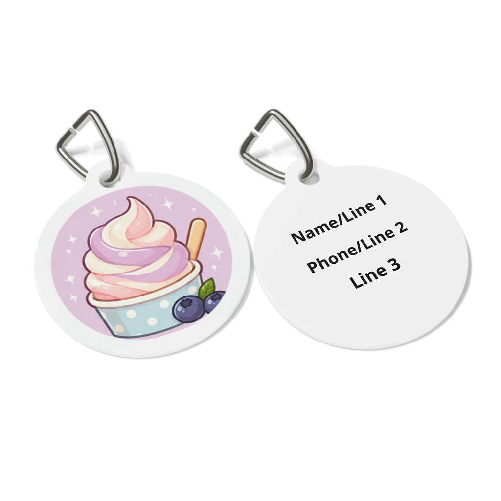 Berry Soft Serve Whimsical Foodie Art Personalized Dog ID Tag