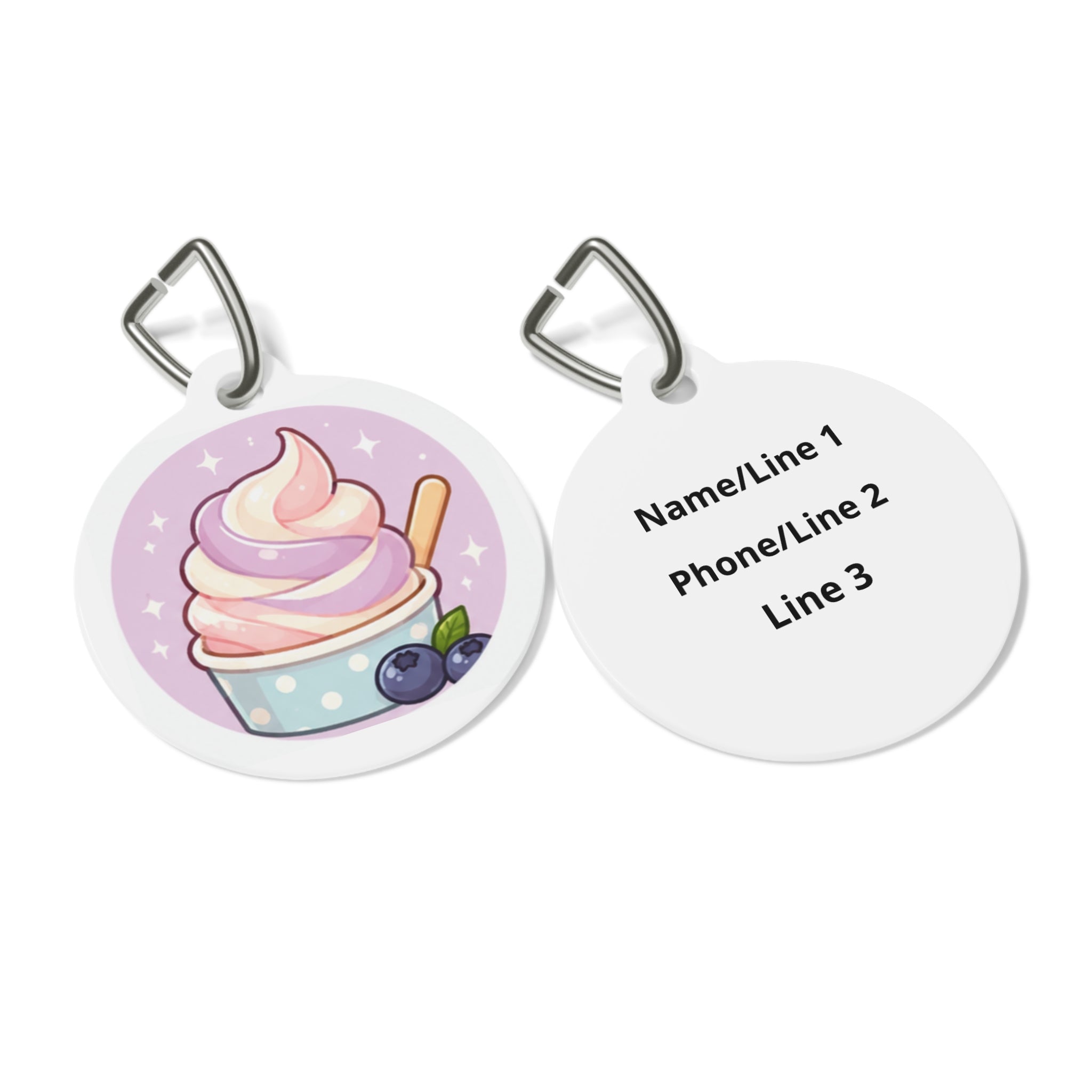 Berry Soft Serve Whimsical Foodie Art Personalized Dog ID Tag