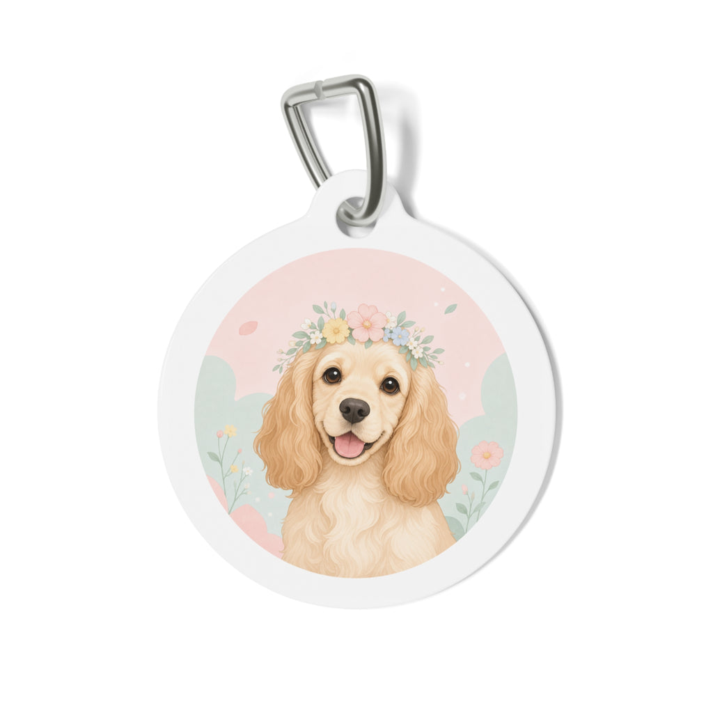 Cocker Spaniel Pastel Watercolor Personalized Dog ID Tag