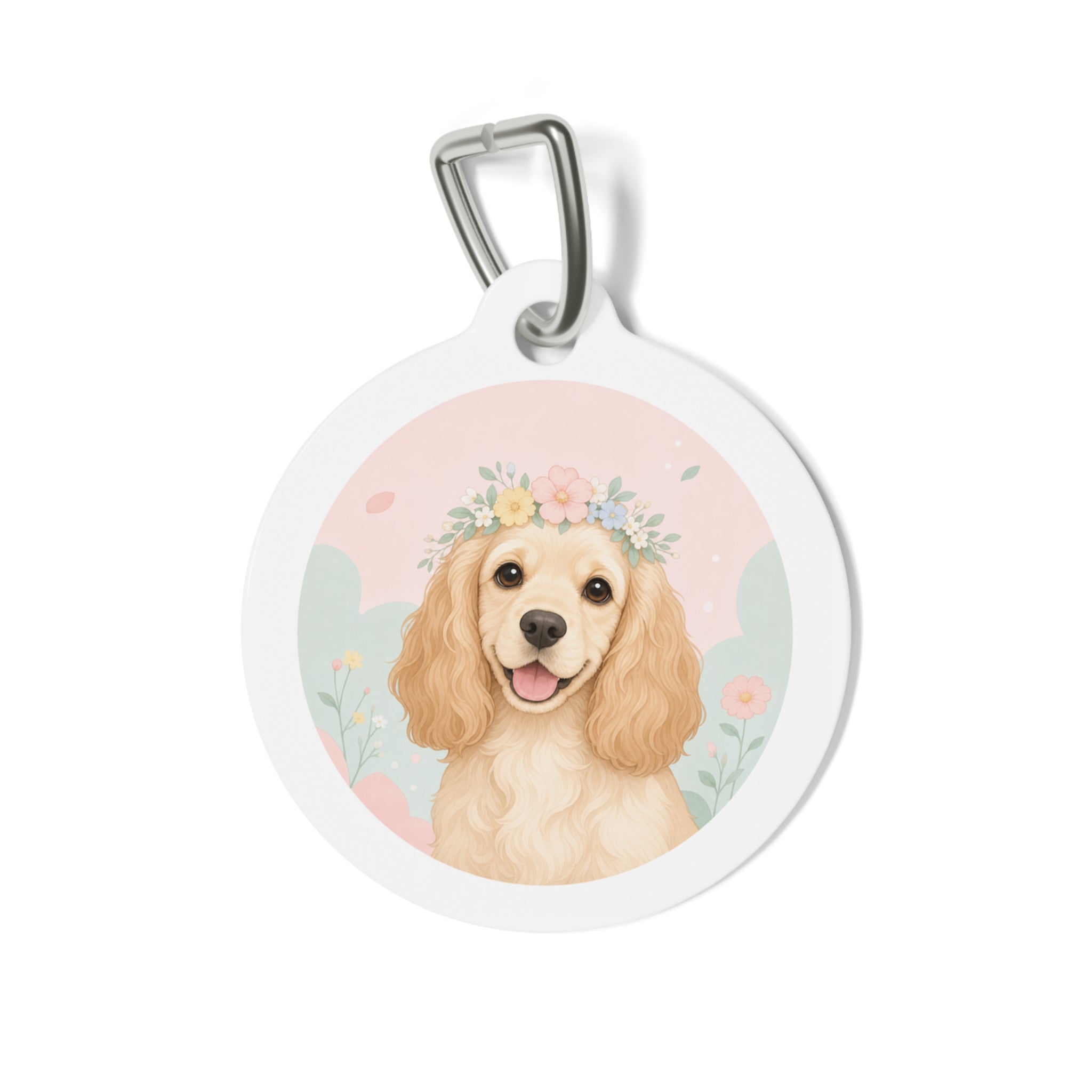 Cocker Spaniel Pastel Watercolor Personalized Dog ID Tag