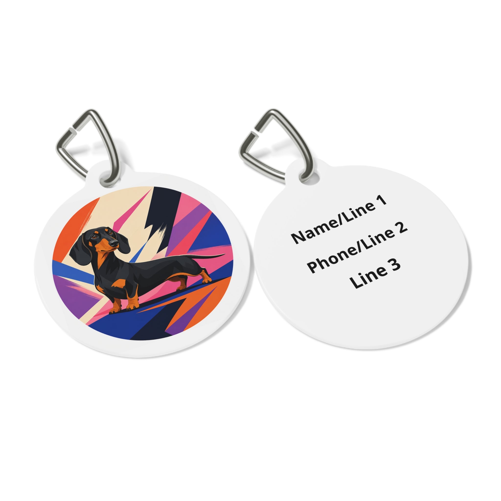 Dachshund Whimsical Playful Portrait Personalized Dog ID Tag