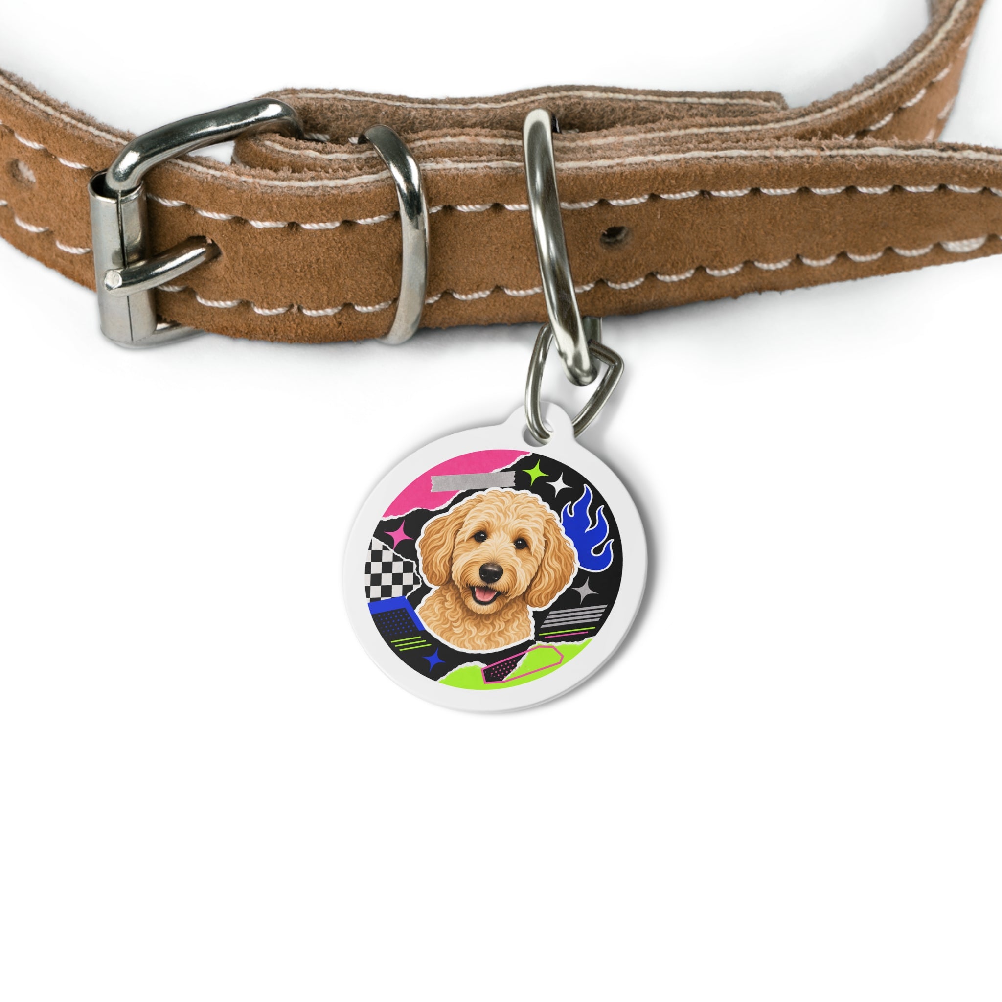 Goldendoodle Joyful Glossy Doodle Personalized Dog ID Tag