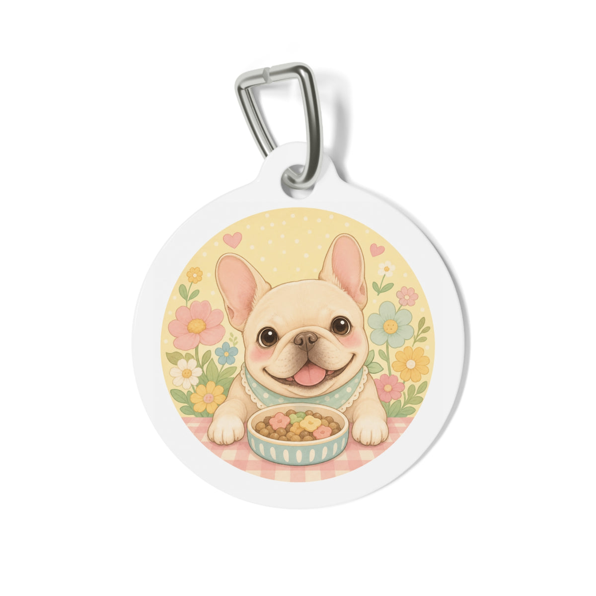 French Bulldog Charming Floral Personalized Dog ID Tag
