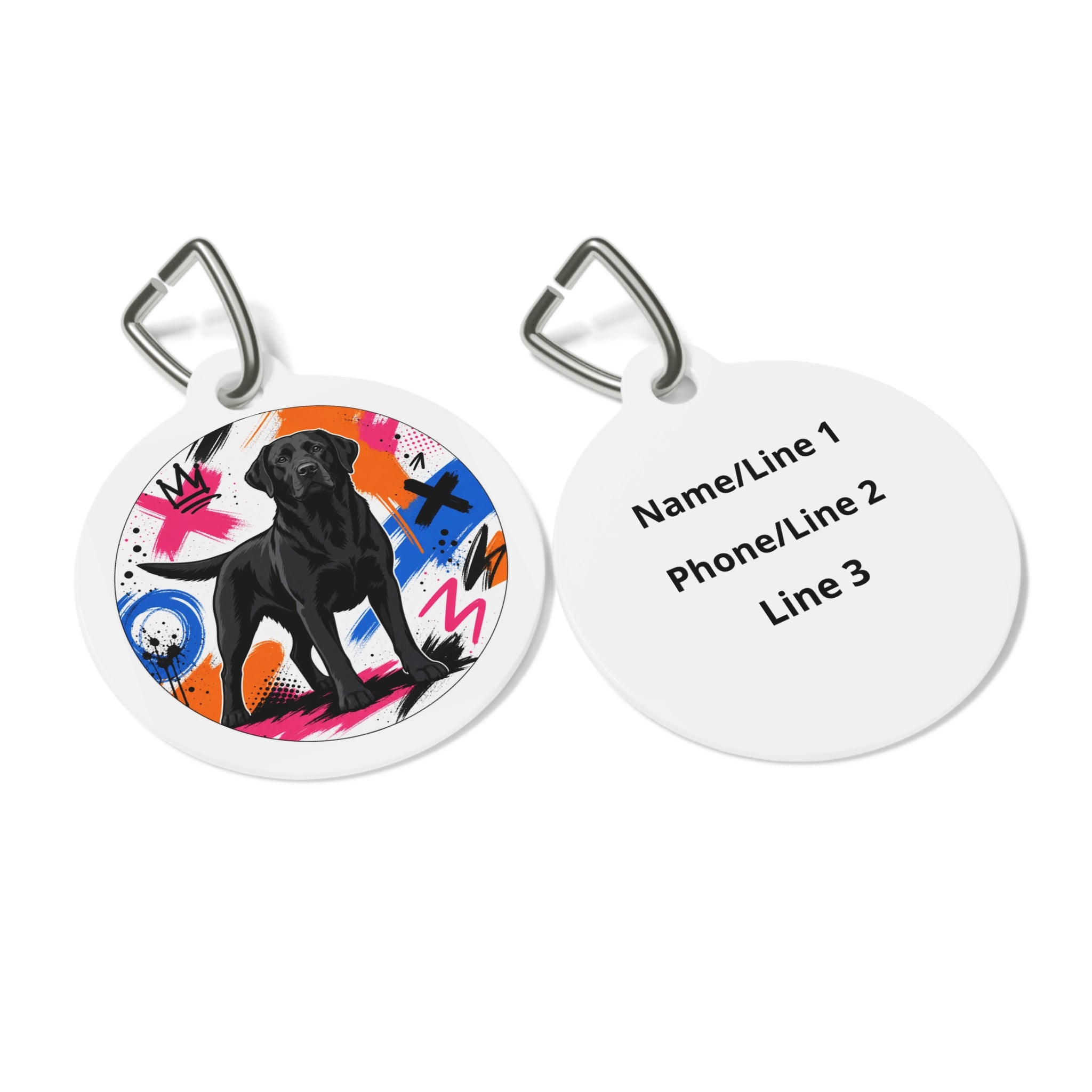 Labrador Retriever Street Art Black Personalized Dog ID Tag