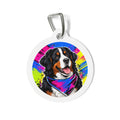 Bernese Mountain Dog Joyful Botanical Art Personalized Dog ID Tag