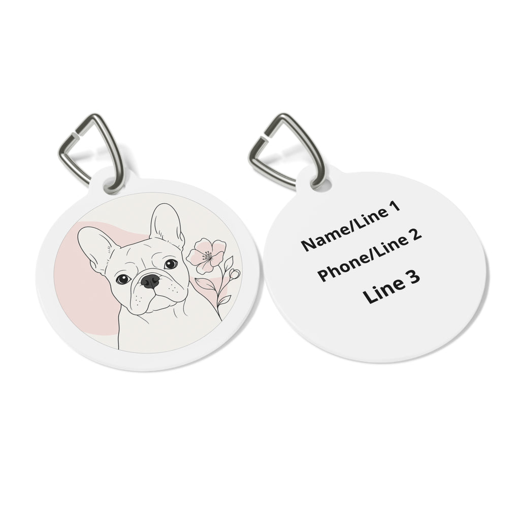 French Bulldog Bright Floral Personalized Dog ID Tag