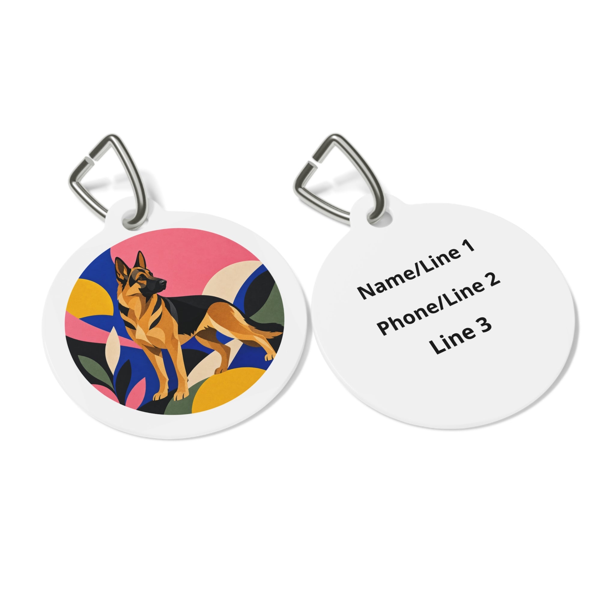 German Shepherd Modern Abstract Landscape Personalized Dog ID Tag