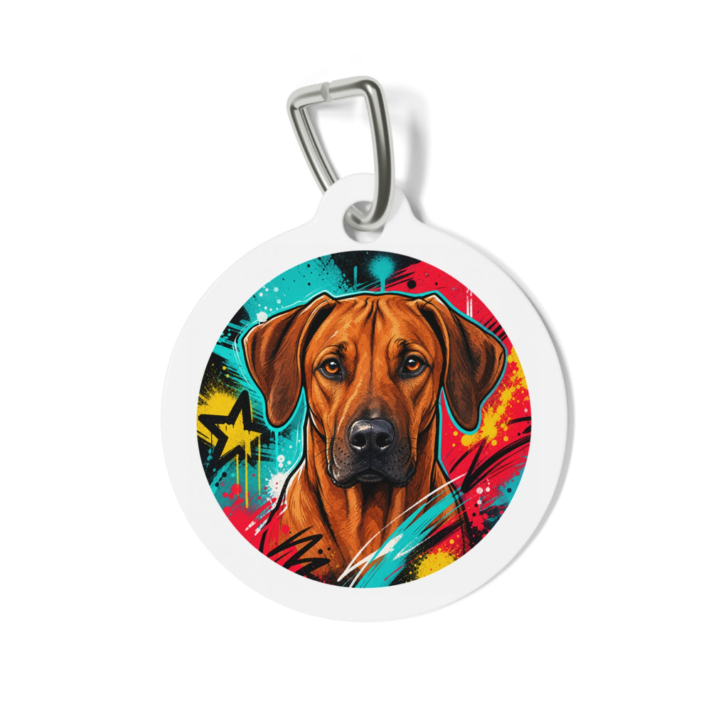 Rhodesian Ridgeback Colorful Pop Portrait Personalized Dog ID Tag