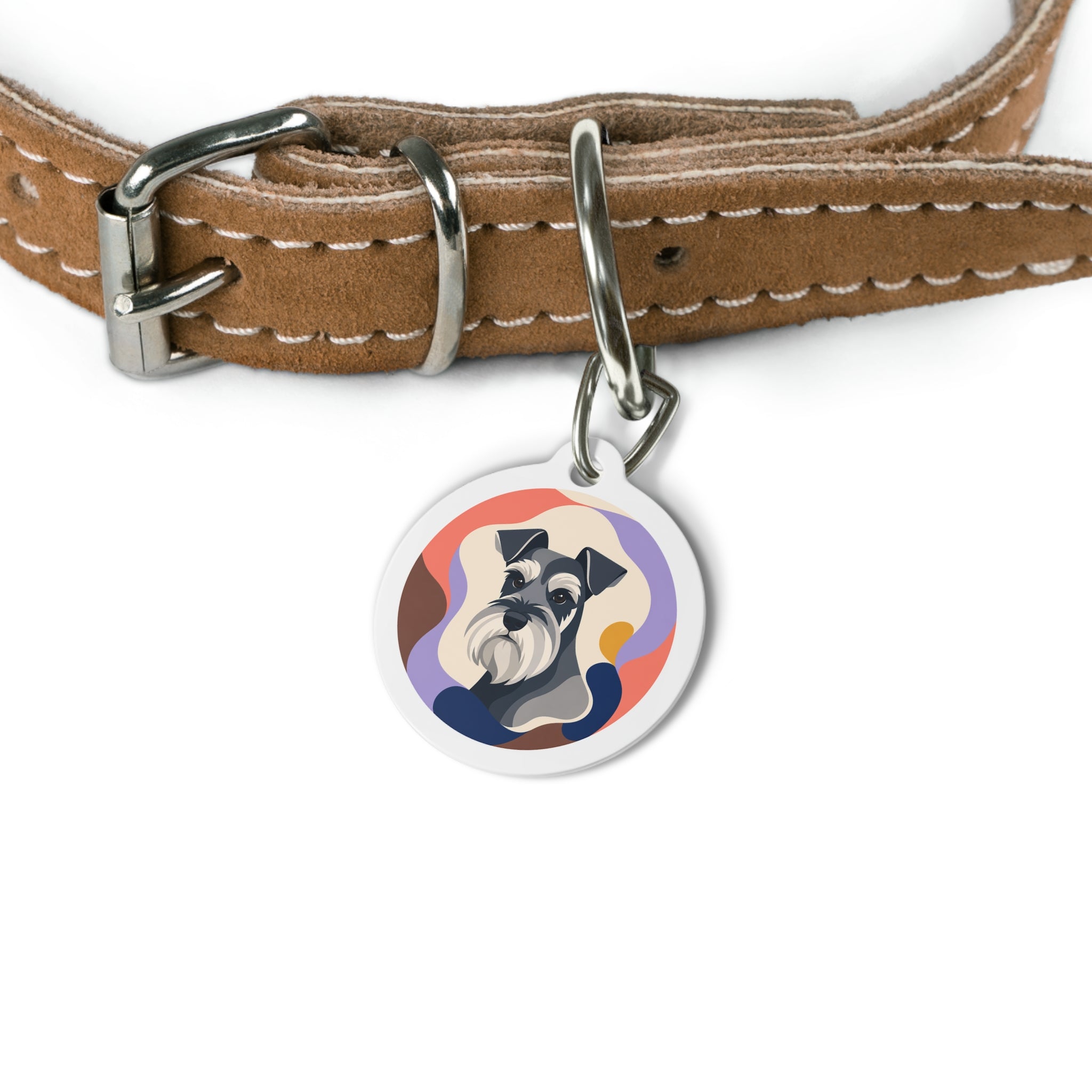 Miniature Schnauzer Playful Portrait Personalized Dog ID Tag