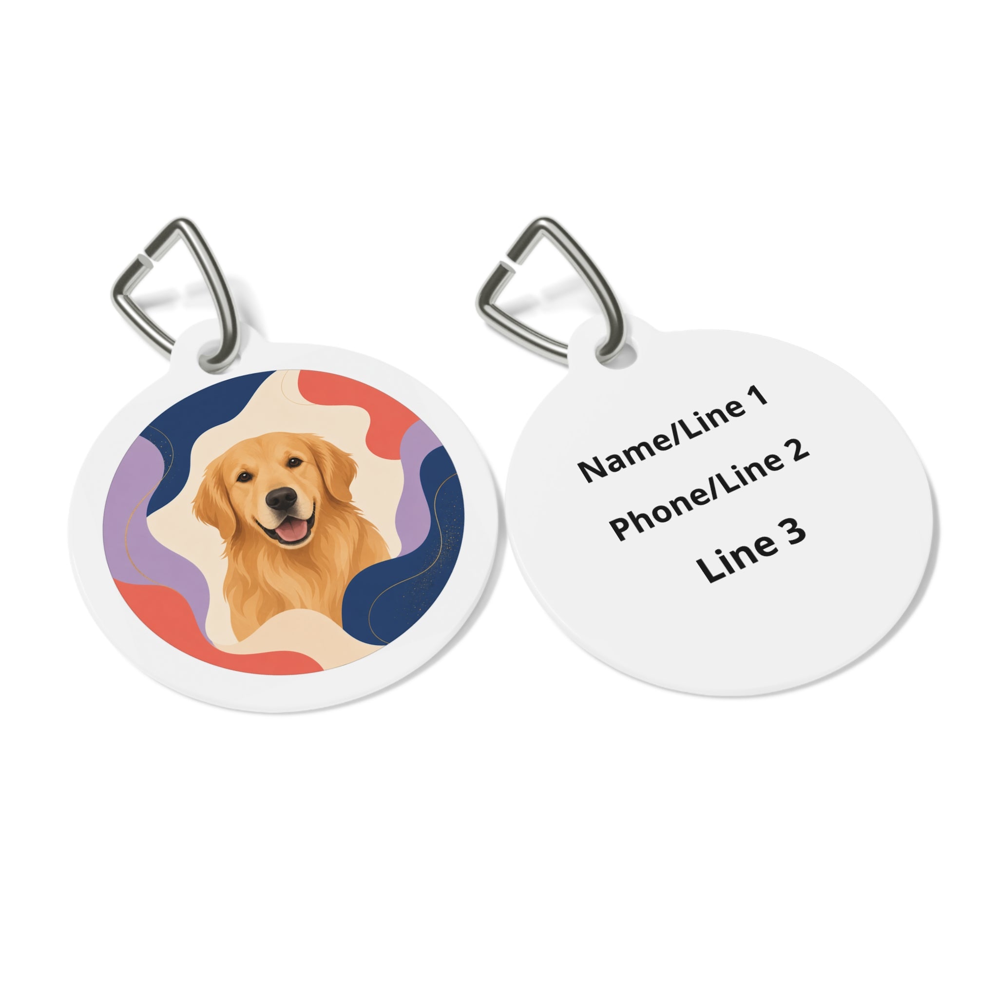 Golden Retriever Retro Wave Personalized Dog ID Tag