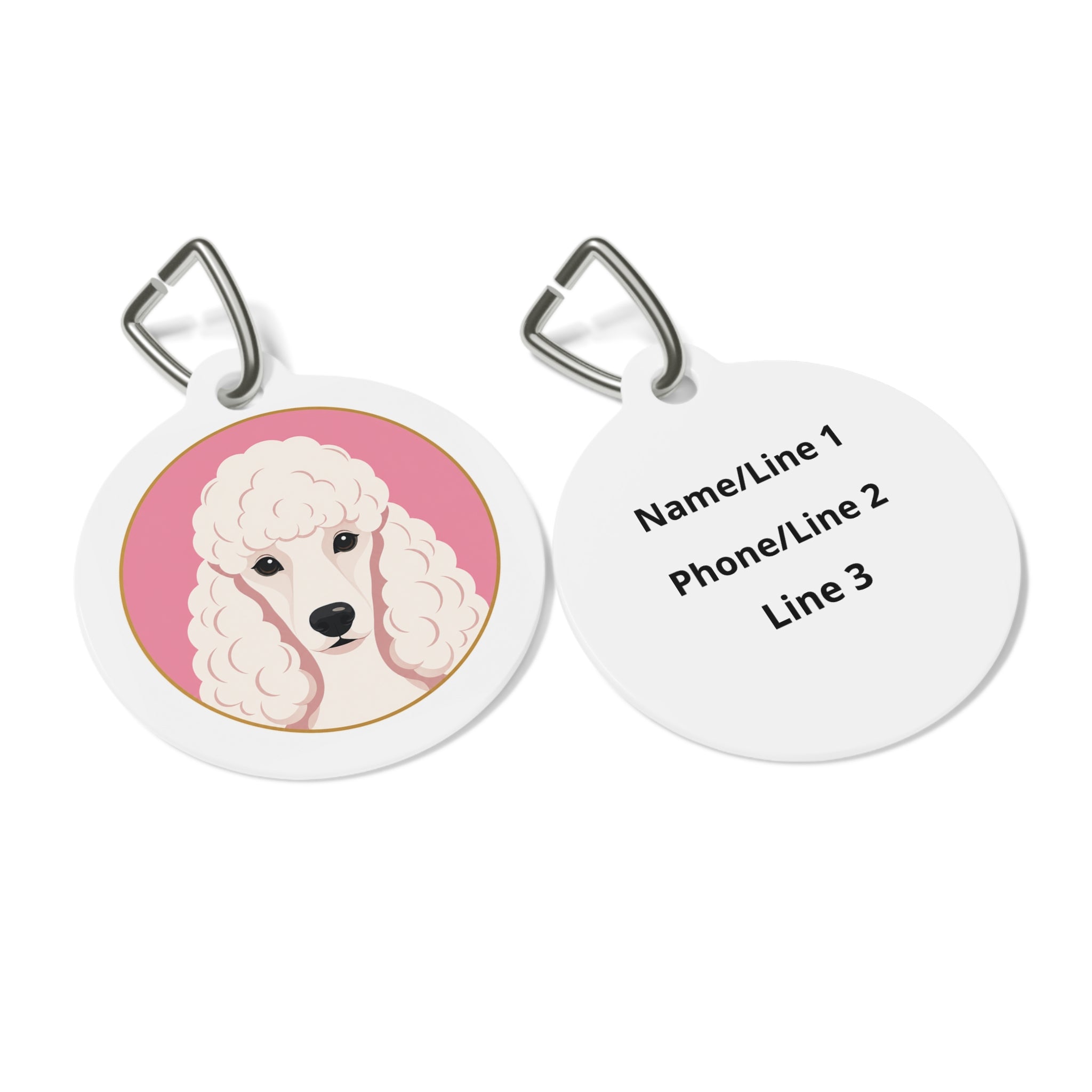 Etiqueta de identificación de perro personalizada Poodle Rose Blush