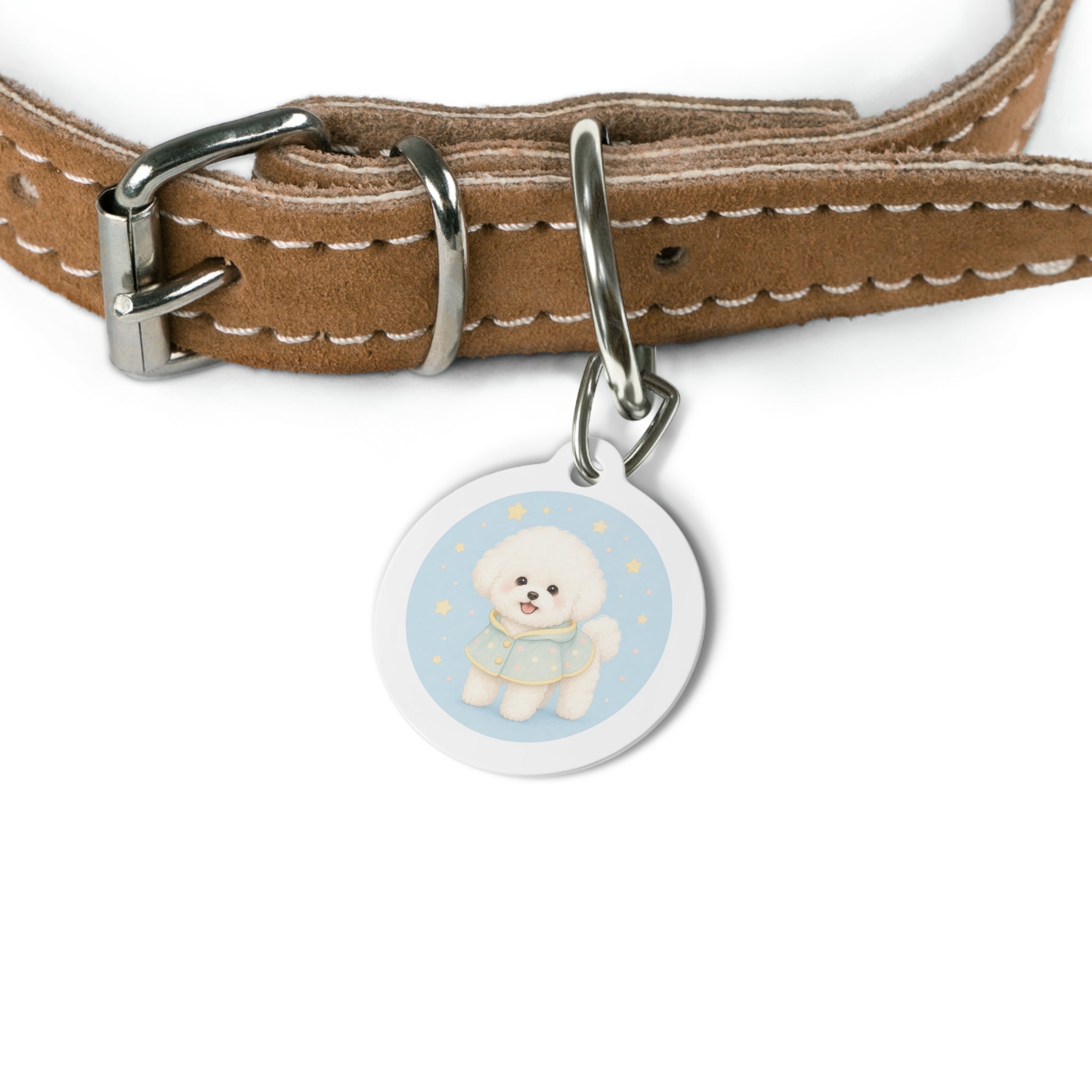 Bichon Frise Bright Cute Portrait Personalized Dog ID Tag