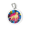 Chapa de identificación de perro personalizada "Labrador Retriever Comic Charge"