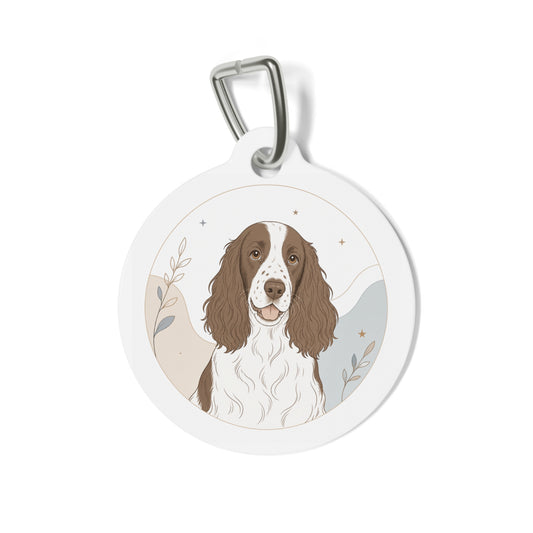 English Springer Spaniel Minimal Neutral Personalized Dog ID Tag