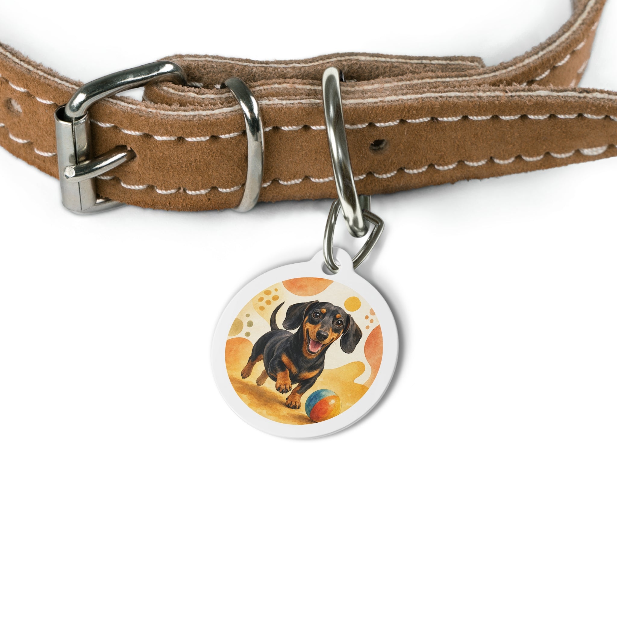 Dachshund Vivid Playful Portrait Personalized Dog ID Tag