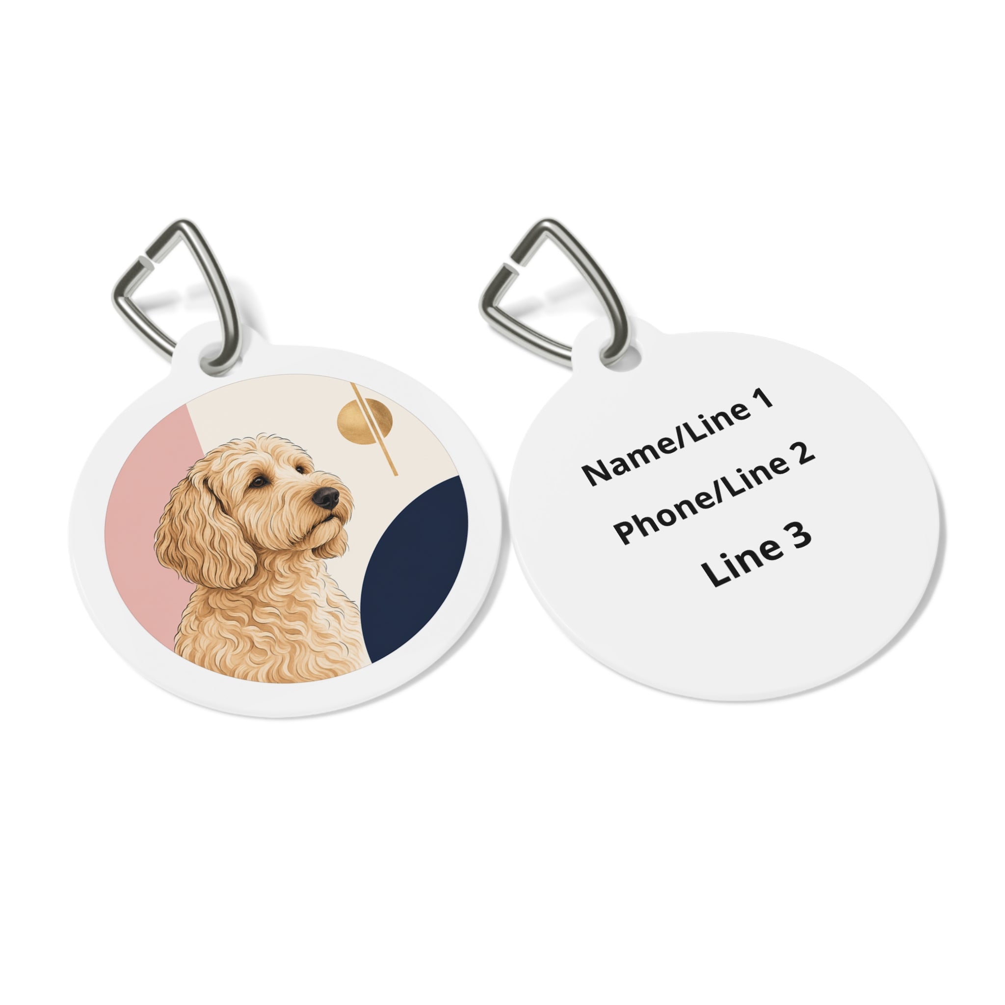 Goldendoodle Modern Geometric Portrait Personalized Dog ID Tag