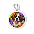 Saint Bernard Classic Floral Portrait Personalized Dog ID Tag