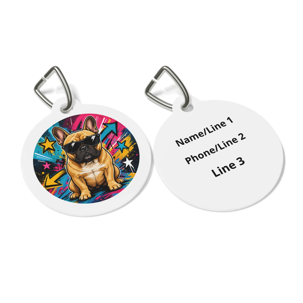 French Bulldog Vivid Pop Art Personalized Dog ID Tag