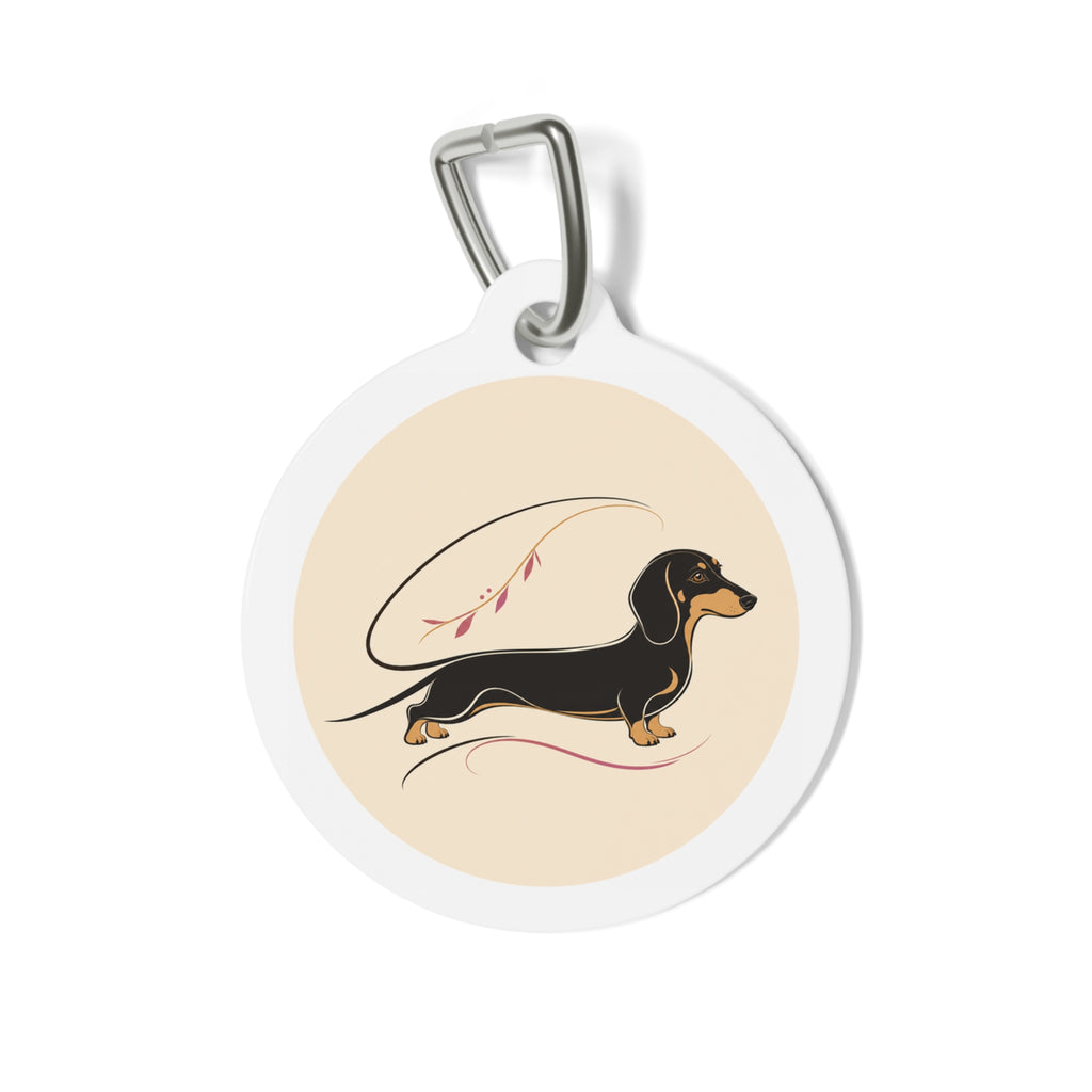 Placa de identificación personalizada para perro salchicha alegre y juguetón con retrato