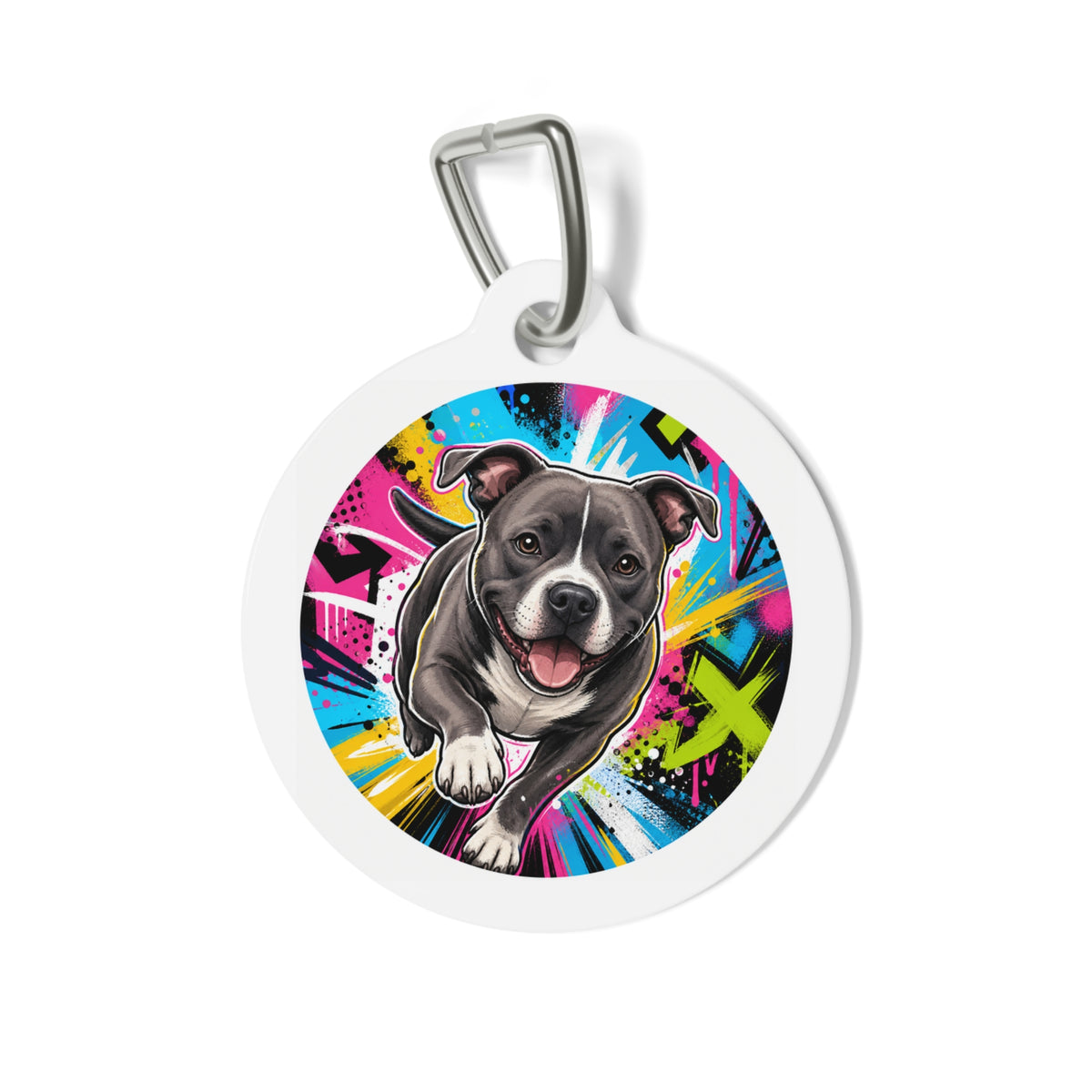 Staffordshire Bull Terrier Urban Graffiti Personalized Dog ID Tag