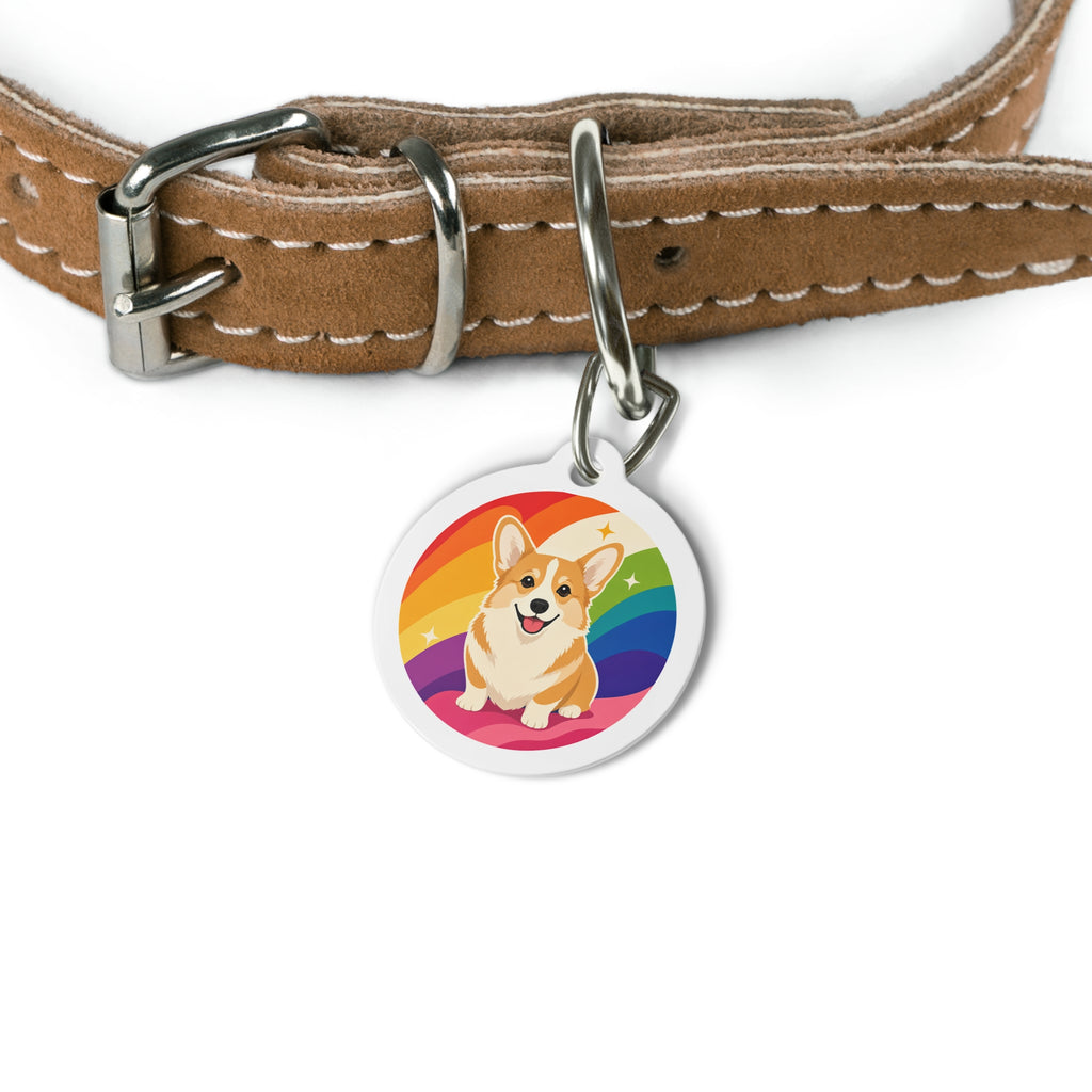 Pembroke Welsh Corgi Rainbow Personalized Dog ID Tag