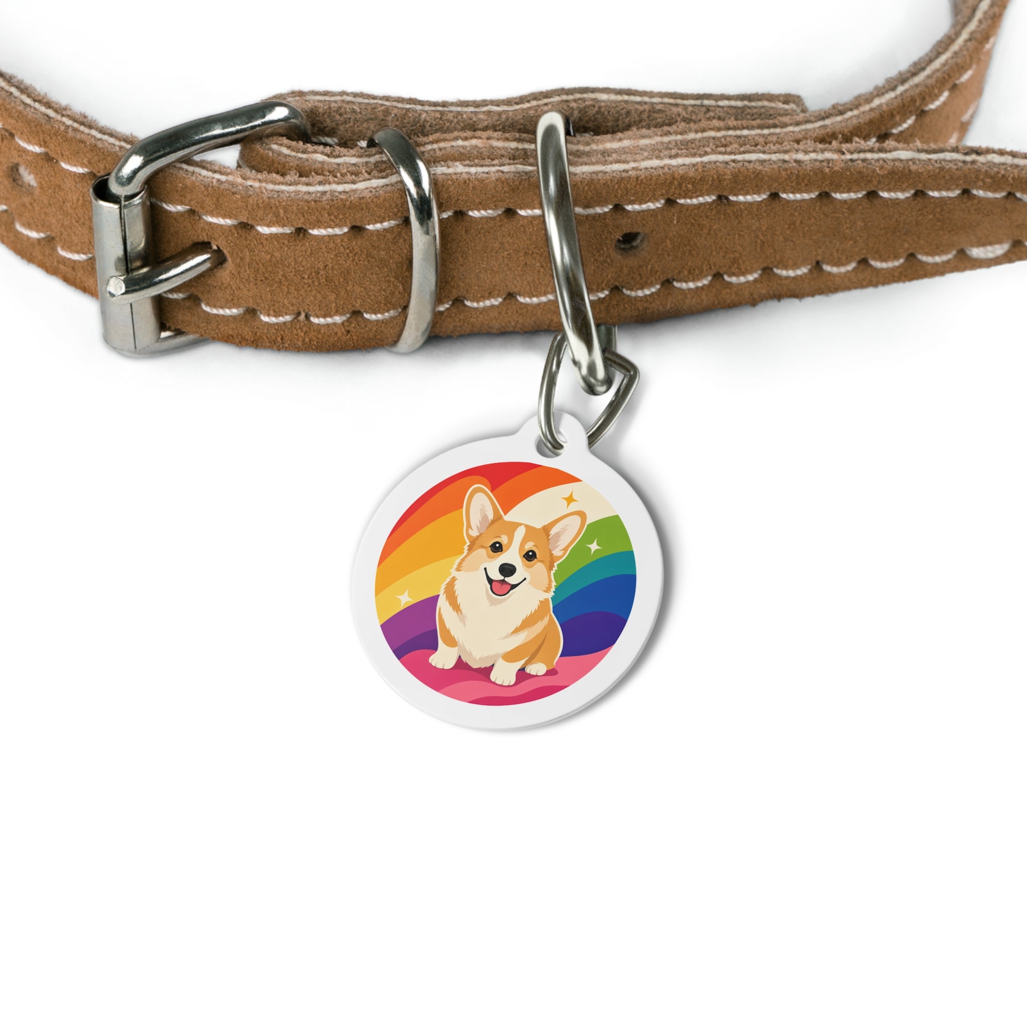 Pembroke Welsh Corgi Rainbow Personalized Dog ID Tag
