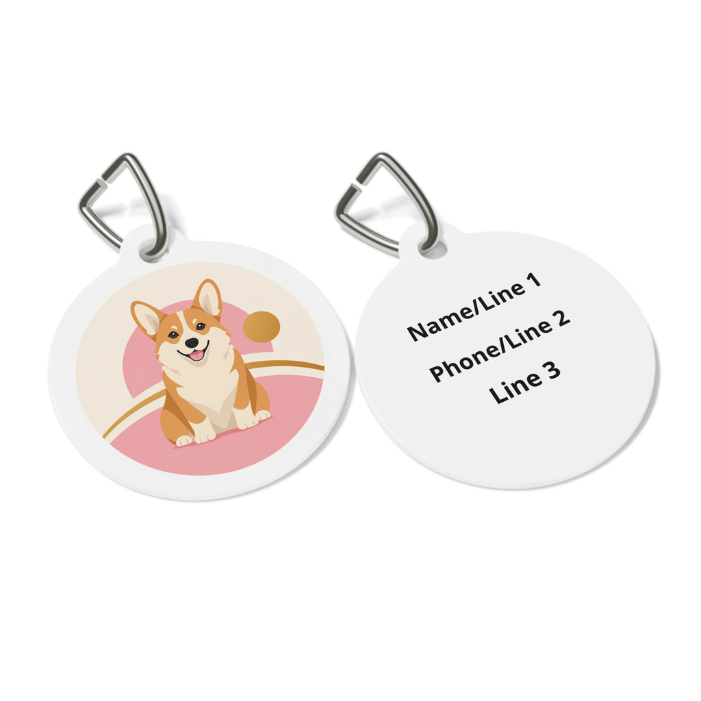 Pembroke Welsh Corgi Joyful Playful Portrait Personalized Dog ID Tag
