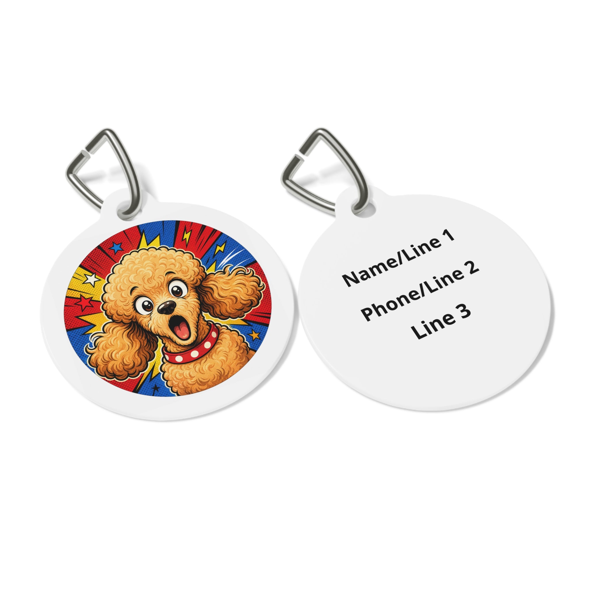 Poodle Comic Wow Personalized Dog ID Tag