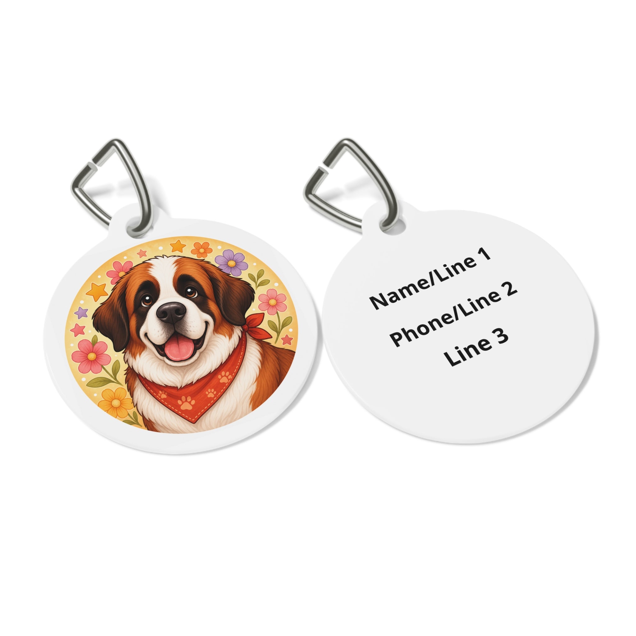 Saint Bernard Gentle Pastel Bloom Personalized Dog ID Tag