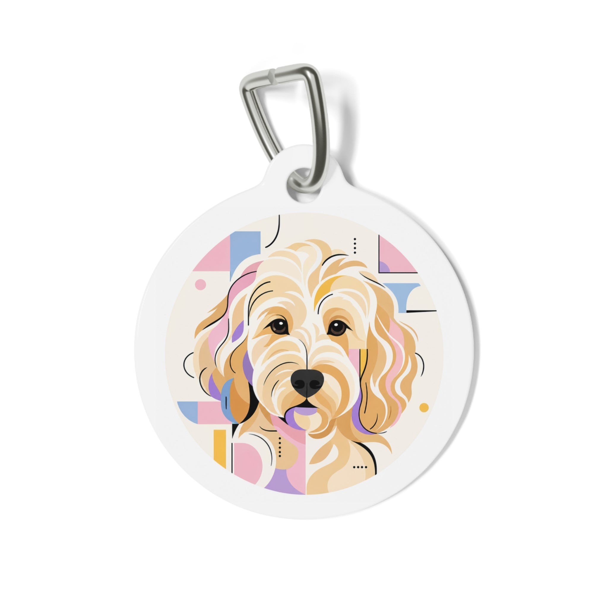 Goldendoodle Bright Geometric Doodle Personalized Dog ID Tag