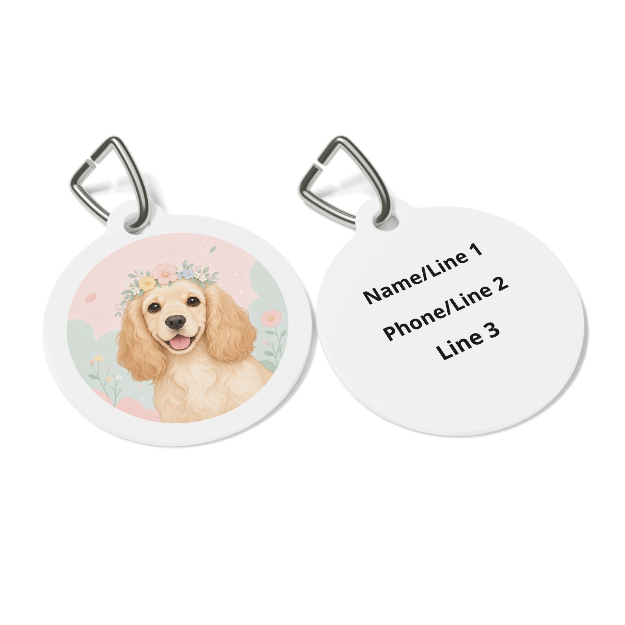 Cocker Spaniel Pastel Watercolor Personalized Dog ID Tag